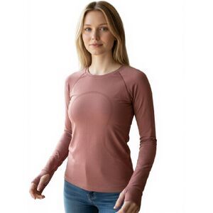 Lululemon Swiftly Tech Long-Sleeve Shirt 2.0 Women Size 4 Pink Brown Mauve